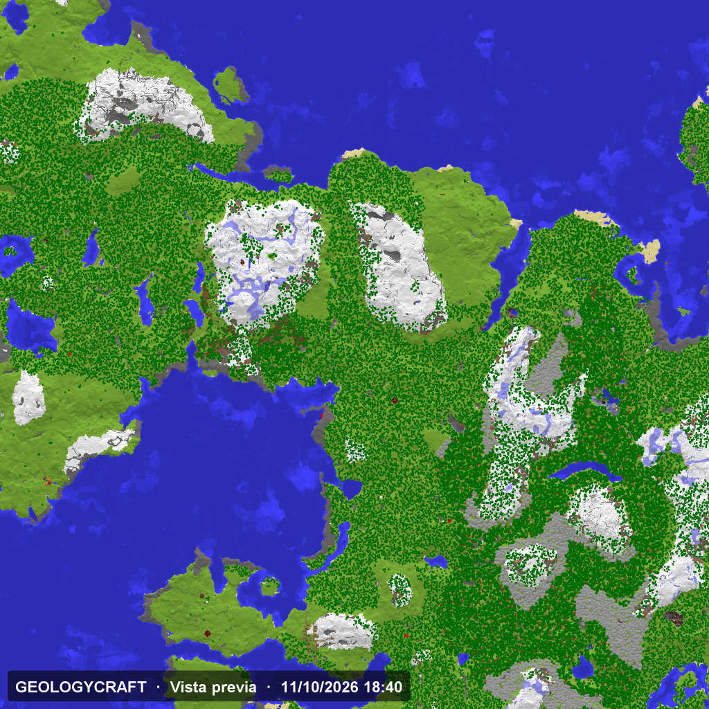 Vista aérea del spawn de Geologycraft